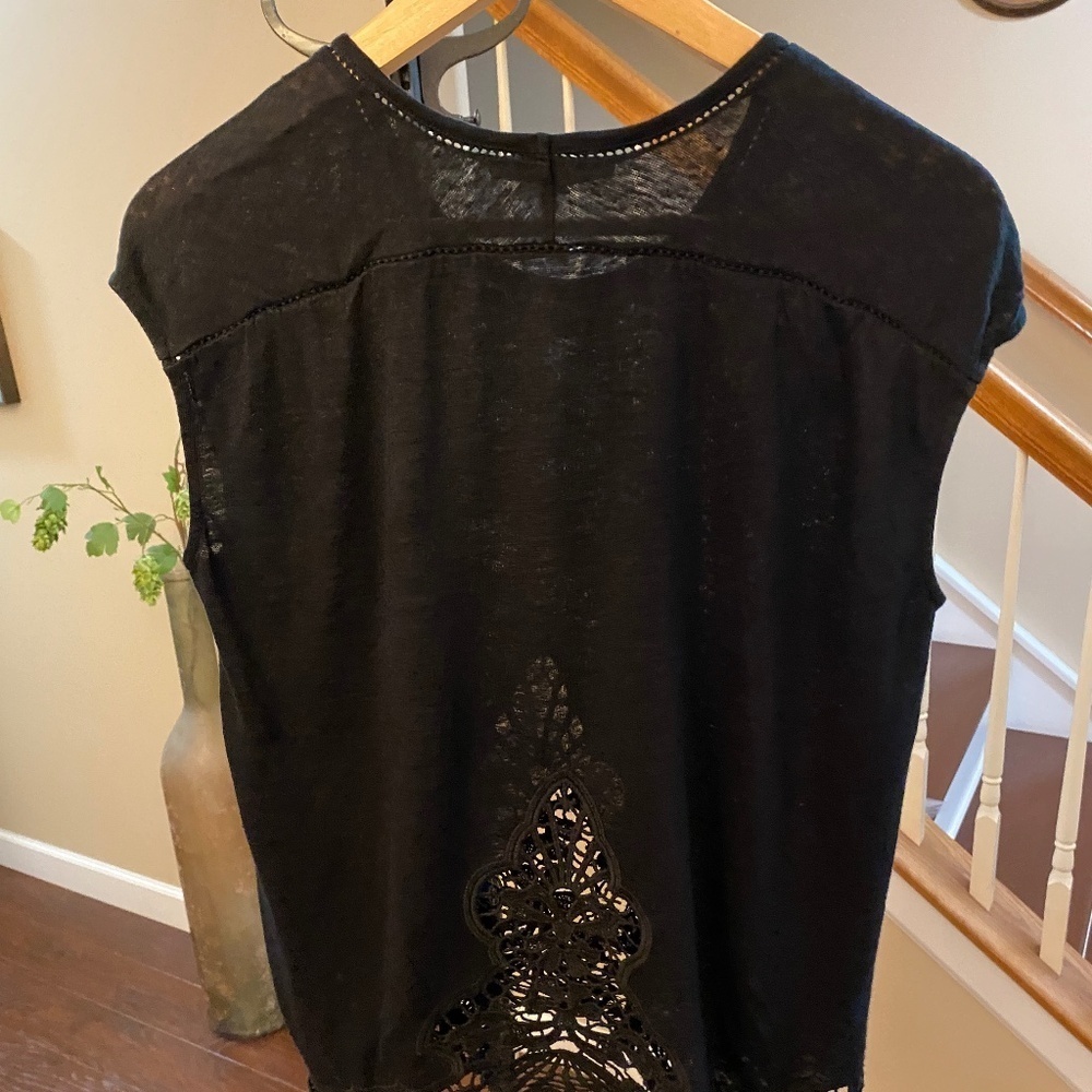 Generation Love New York 100% Linen Black Lace Blouse Tank Top Size Small - Picture 3 of 12